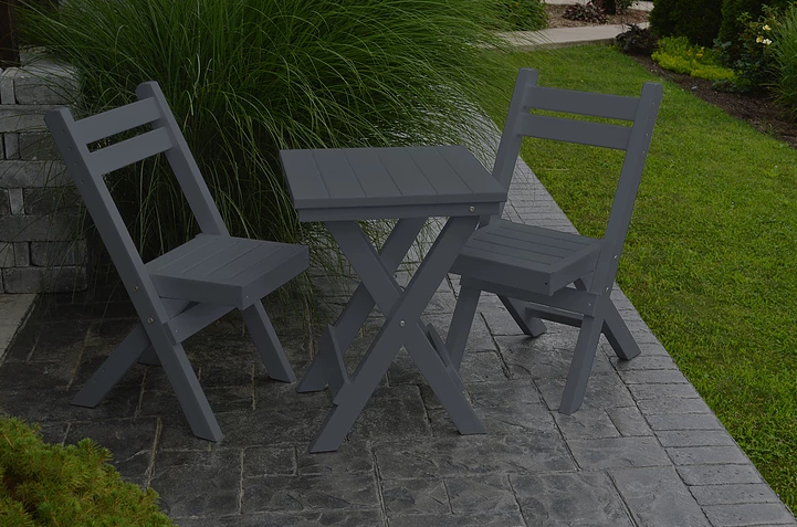 A&L Furniture Company Recycled Plastic Amish Coronado Square Folding Bistro Set - Dark Gray