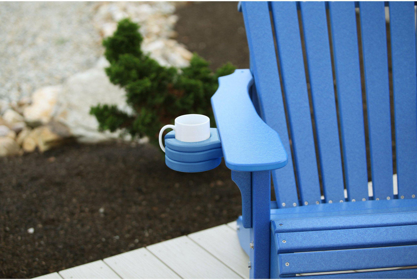 LuxCraft Recycled Plastic Porch Swing Adirondack Stationary Cup Holder - Rocking Furniture