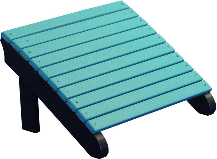 LuxCraft Recycled Plastic Deluxe Adirondack Footrest - Aruba Blue on Black