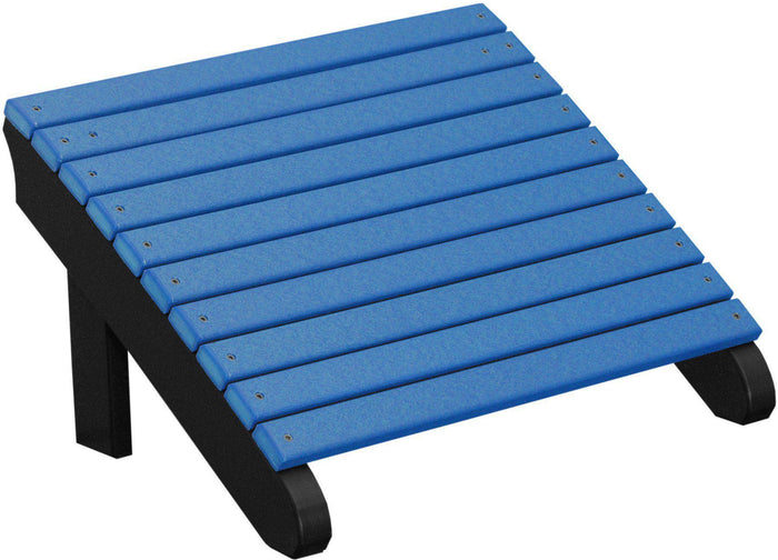 LuxCraft Recycled Plastic Deluxe Adirondack Footrest - Blue on Black