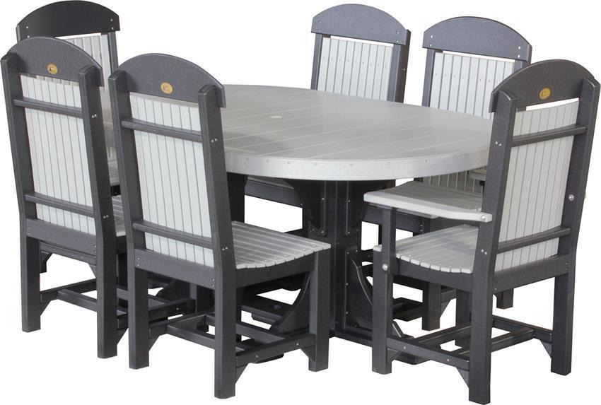 LuxCraft Recycled Plastic Poly Captain Chair Oval Dining Set - LEAD TIME TO SHIP 3 TO 4 WEEKS