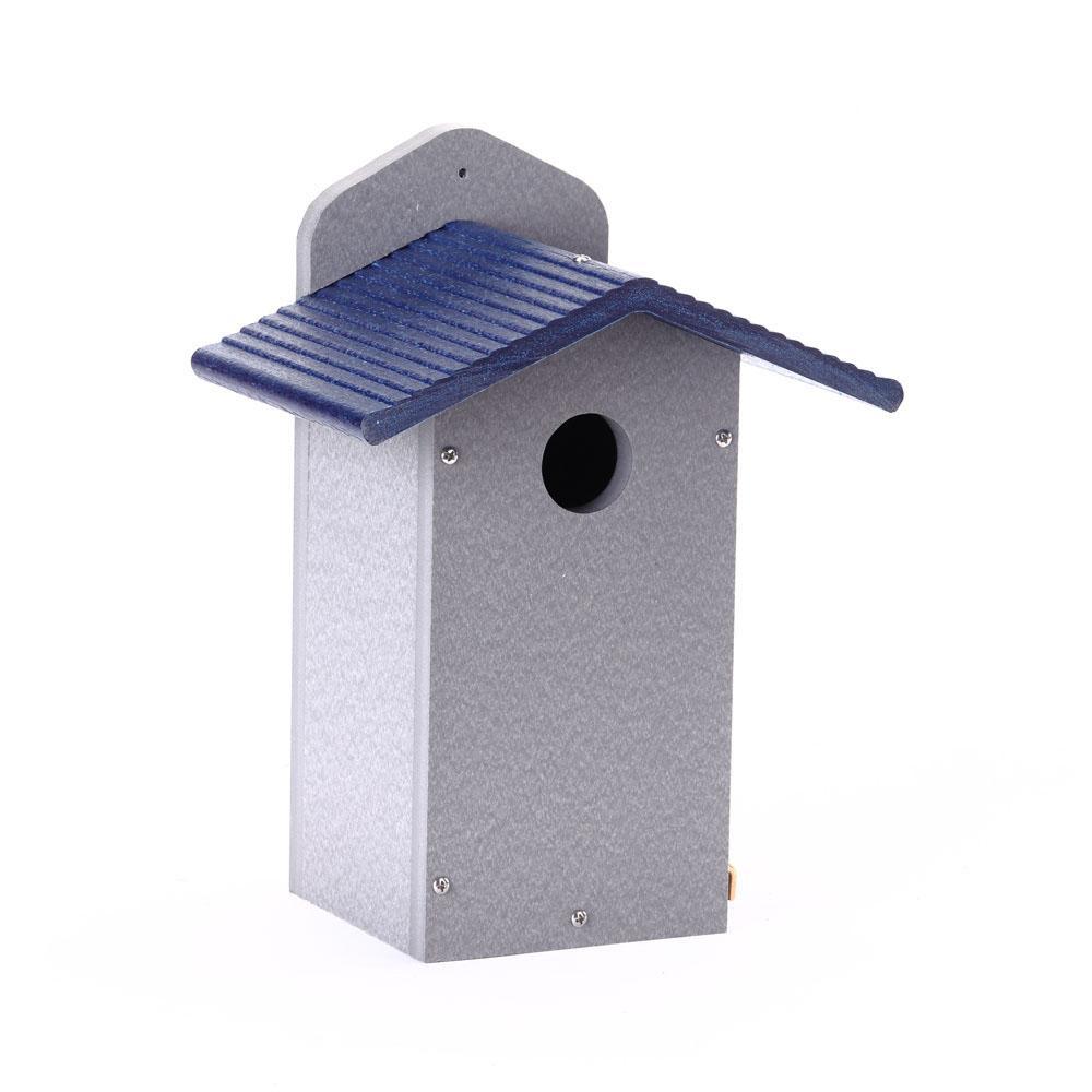 Green Solutions Recycled Plastic Bluebird House Gray with Blue Roof - Ships Within 7 to 10 Business Days
