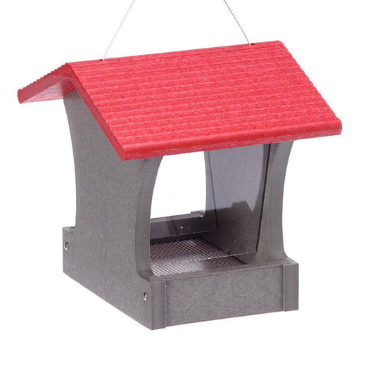 Green Solutions Recycled Plastic Hopper Feeder Gray with Red Roof Small 2 Quart- Ships Within 7 to 10 Business Days