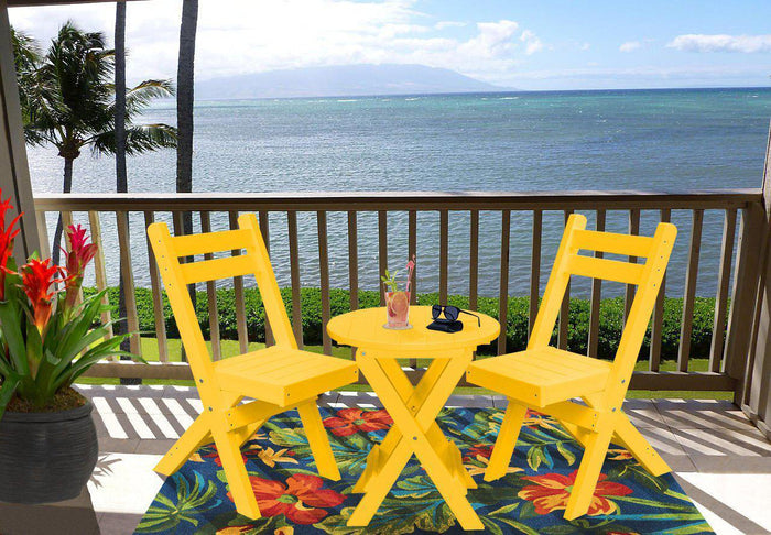 A&L Furniture Co. Recycled Plastic Amish Coronado Round Folding Bistro Set - Lemon Yellow