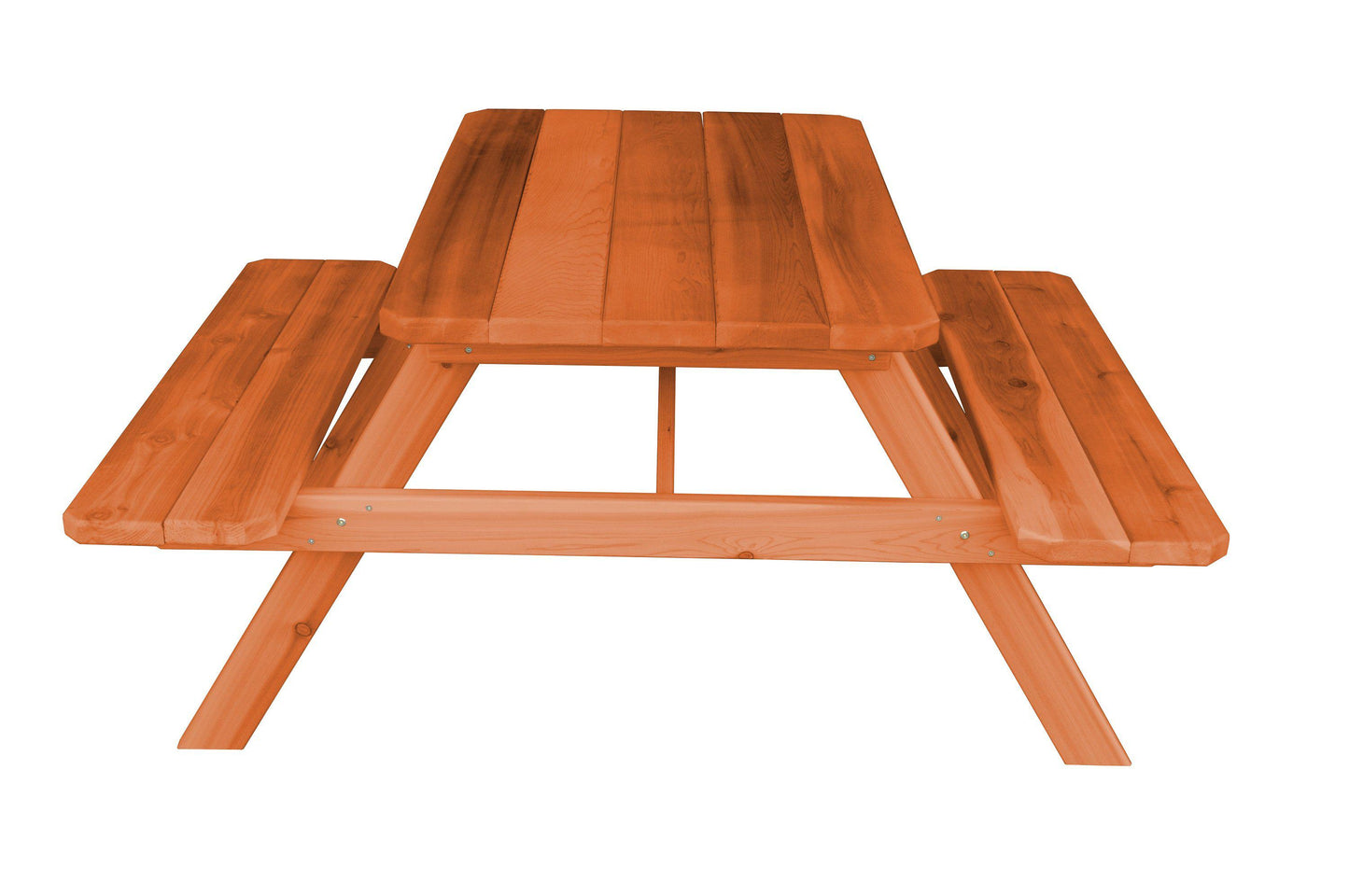 A&L FURNITURE CO. Western Red Cedar 5' Table w/Attached Benches - Specify for FREE 2" Umbrella Hole - LEAD TIME TO SHIP 2 WEEKS
