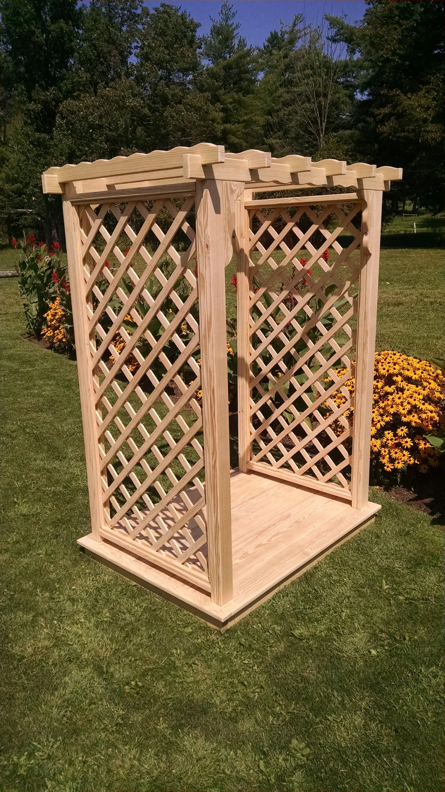 A&L FURNITURE CO. 5' Covington Pressure Treated Pine Arbor & Deck - LEAD TIME TO SHIP 10 BUSINESS DAYS