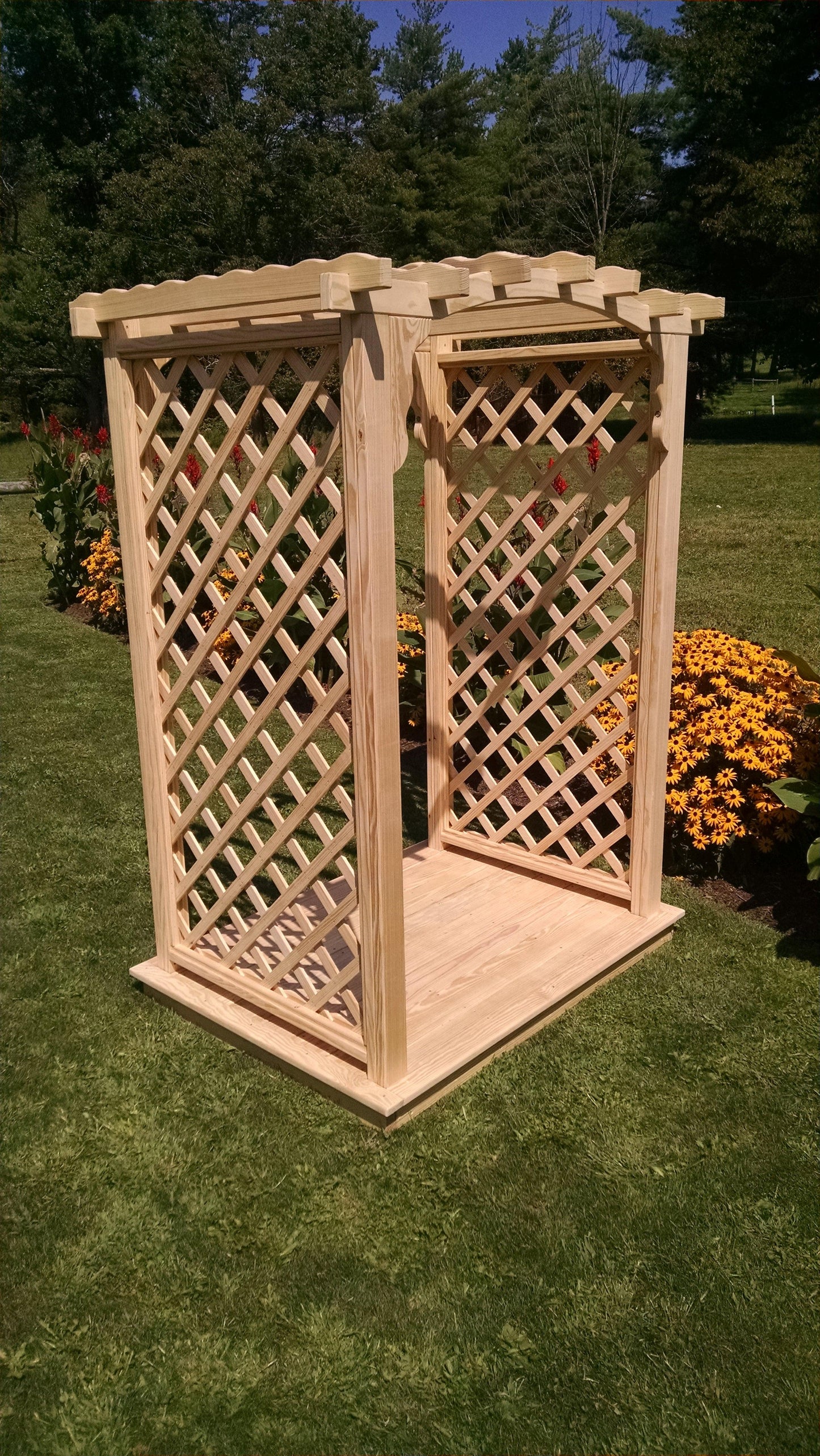A&L FURNITURE CO. 5' Jamesport Pressure Treated Pine Arbor & Deck - LEAD TIME TO SHIP 10 BUSINESS DAYS
