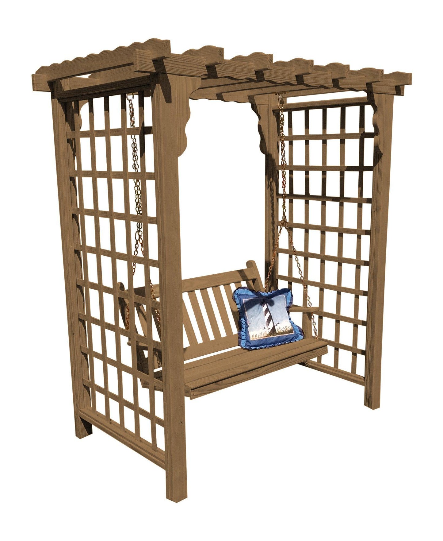 A&L FURNITURE CO. 6' Covington Pressure Treated Pine Arbor & Swing - LEAD TIME TO SHIP 10 BUSINESS DAYS