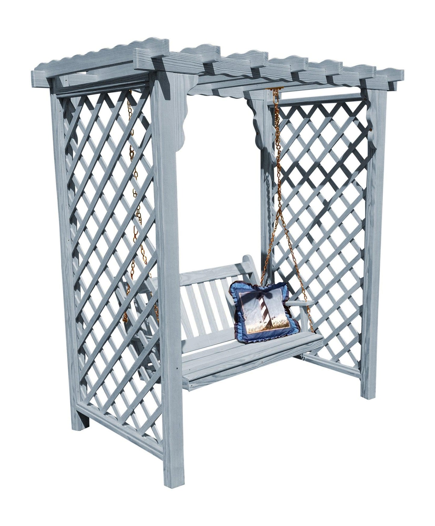A&L FURNITURE CO. 5' Covington Pressure Treated Pine Arbor & Swing - LEAD TIME TO SHIP 10 BUSINESS DAYS