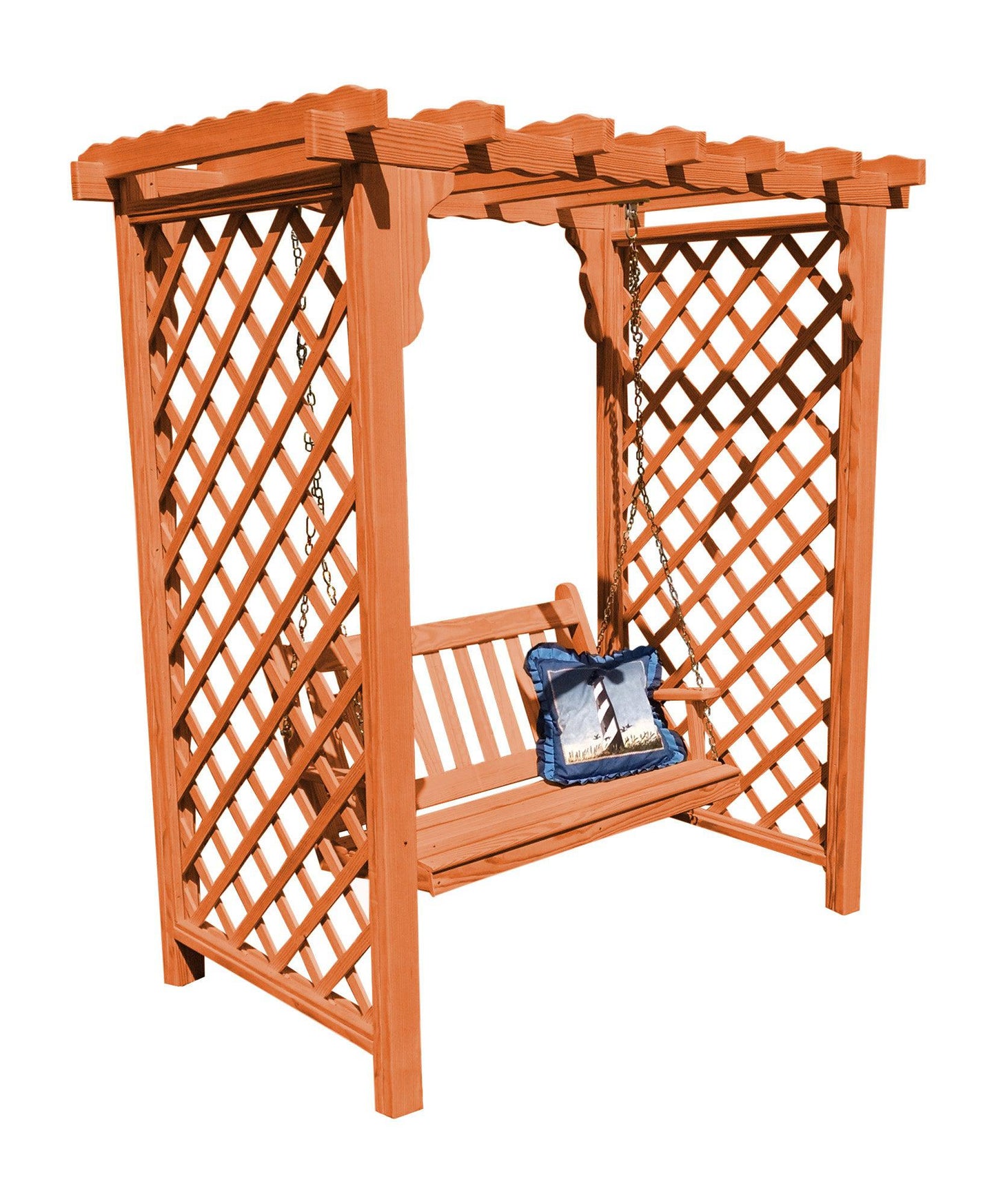A&L FURNITURE CO. 5' Covington Pressure Treated Pine Arbor & Swing - LEAD TIME TO SHIP 10 BUSINESS DAYS