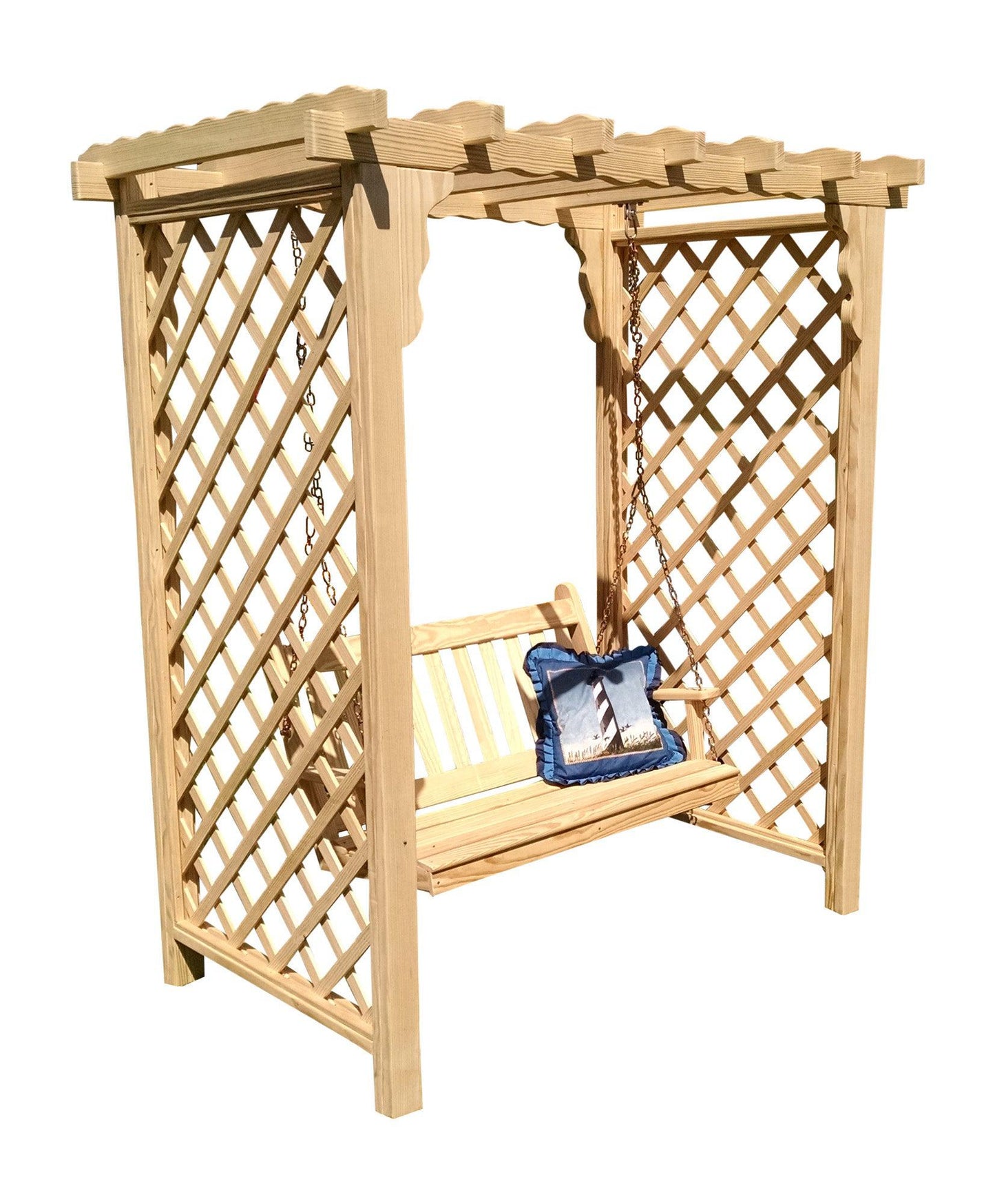A&L FURNITURE CO. 5' Covington Pressure Treated Pine Arbor & Swing - LEAD TIME TO SHIP 10 BUSINESS DAYS