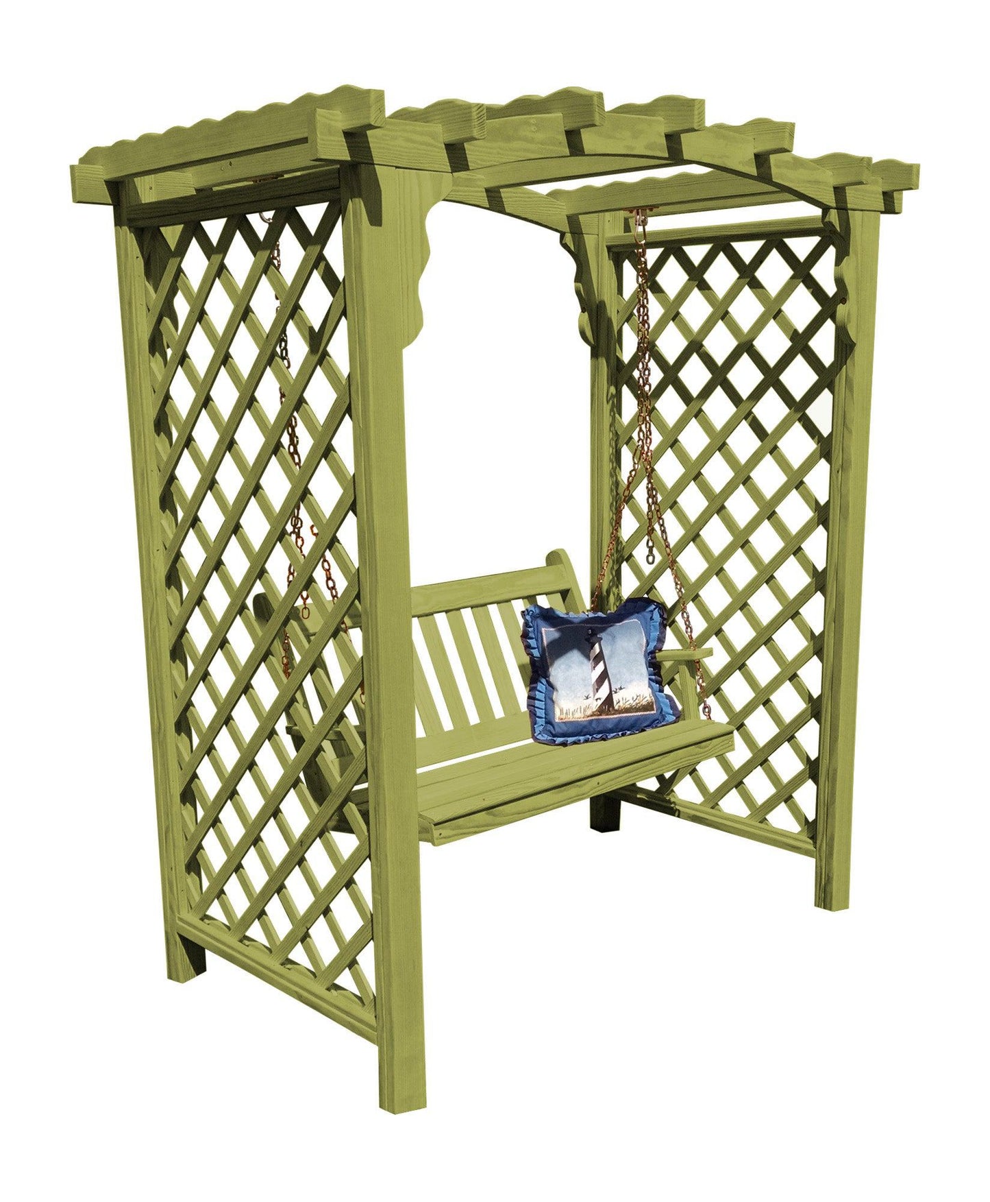 A&L FURNITURE CO. 6' Jamesport Pressure Treated Pine Pressure Treated Pine Arbor & Swing - LEAD TIME TO SHIP 10 BUSINESS DAYS
