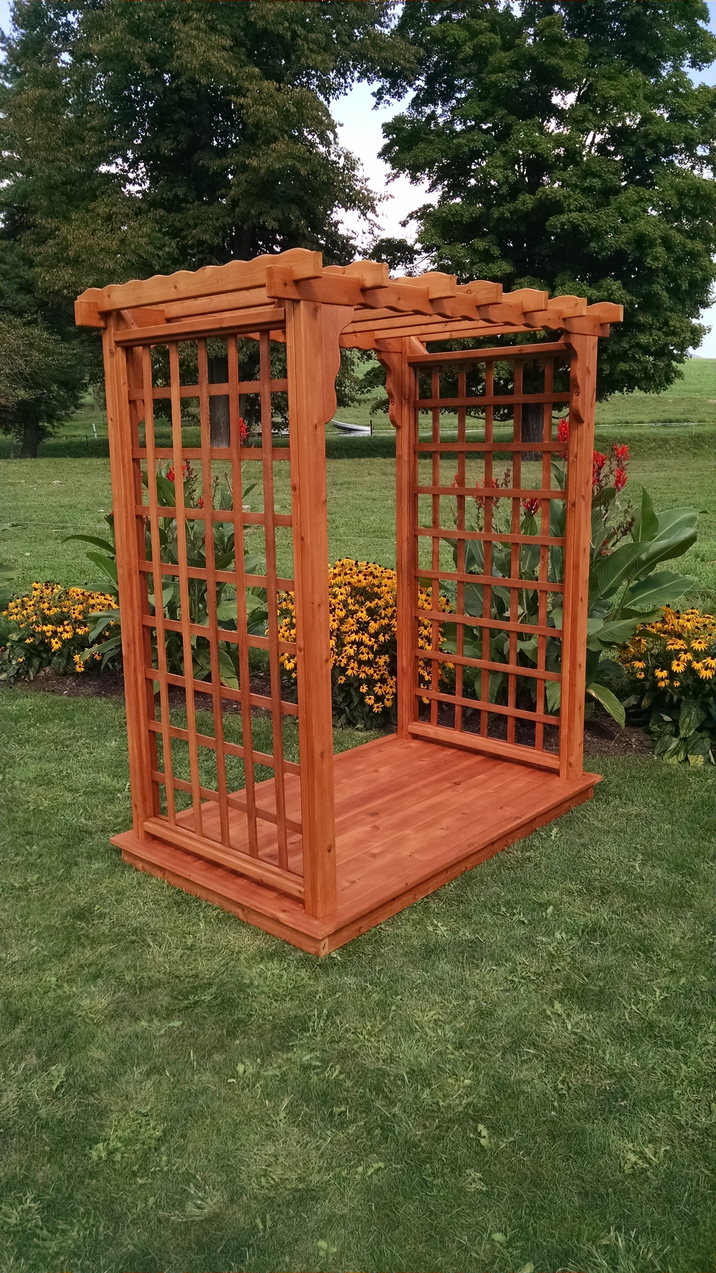 A&L Furniture Co. Western Red Cedar 5' Lexington Arbor & Deck - LEAD TIME TO SHIP 4 WEEKS OR LESS