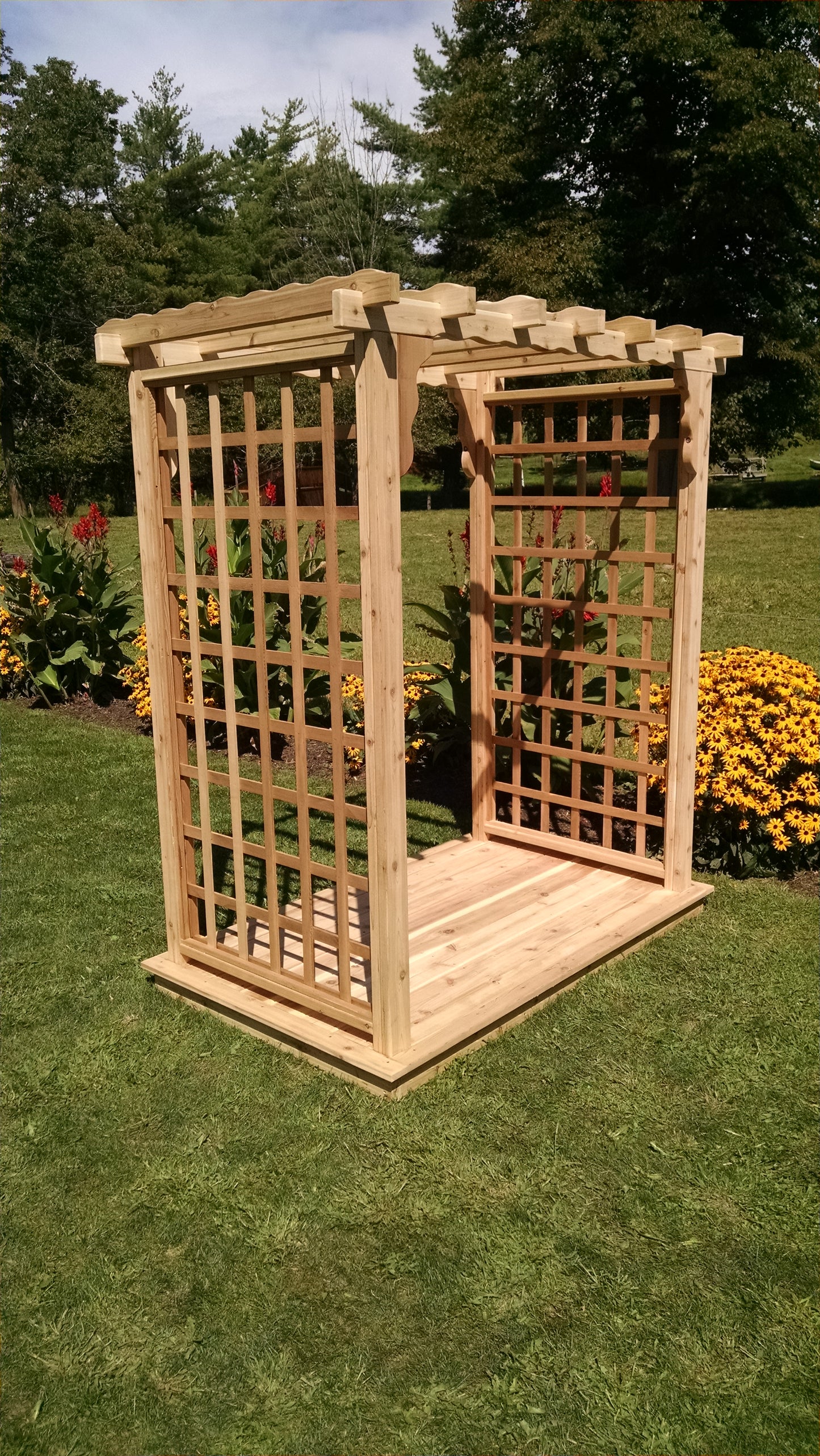 A&L Furniture Co. Western Red Cedar 5' Lexington Arbor & Deck - LEAD TIME TO SHIP 2 WEEKS