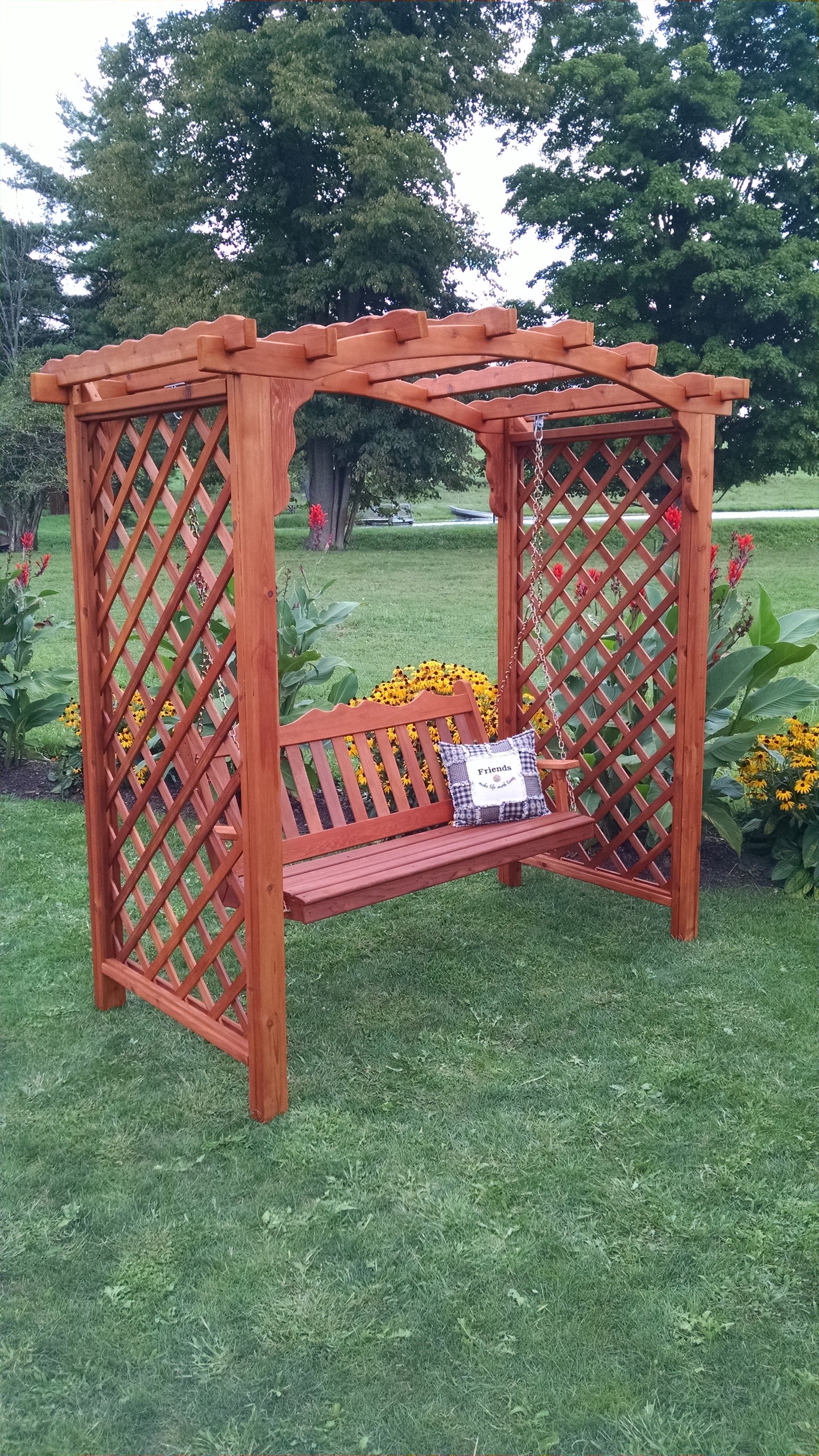 A&L Furniture Co. Western Red Cedar 5' Jamesport Arbor & Swing - LEAD TIME TO SHIP 2 WEEKS