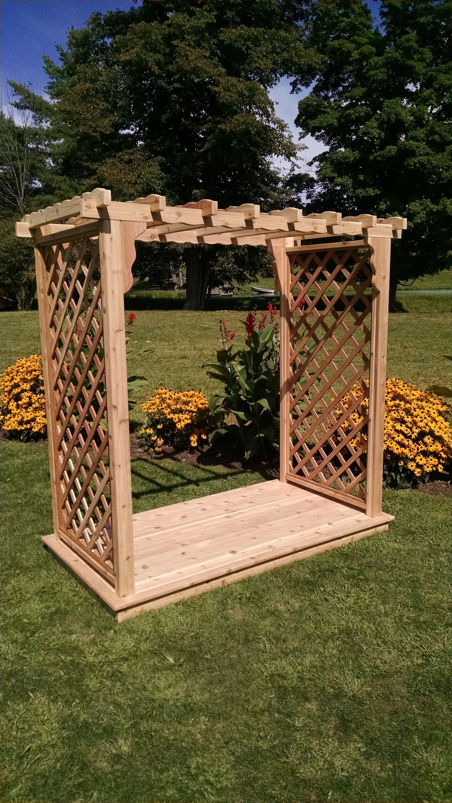 A&L Furniture Co. Western Red Cedar 5' Covington Arbor & Deck - LEAD TIME TO SHIP 4 WEEKS OR LESS
