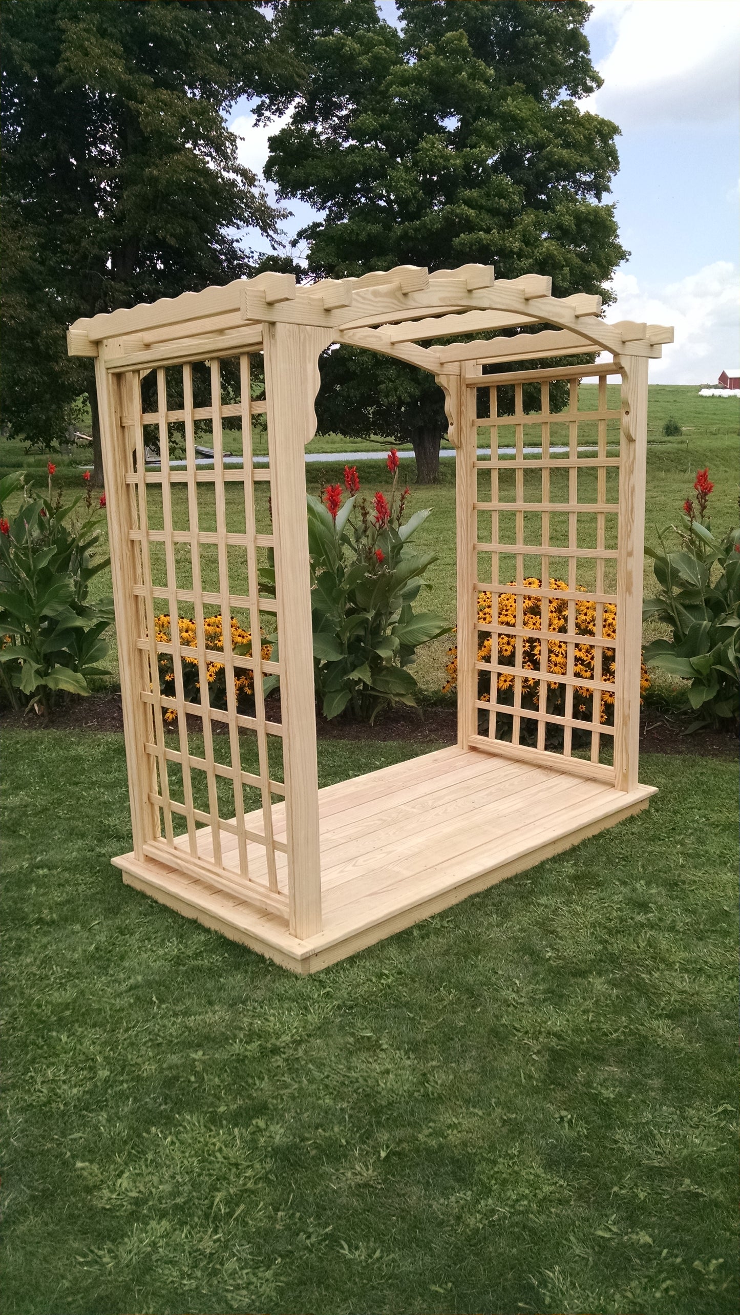 A&L FURNITURE CO. 5' Cambridge Pressure Treated Pine Arbor & Deck - LEAD TIME TO SHIP 10 BUSINESS DAYS