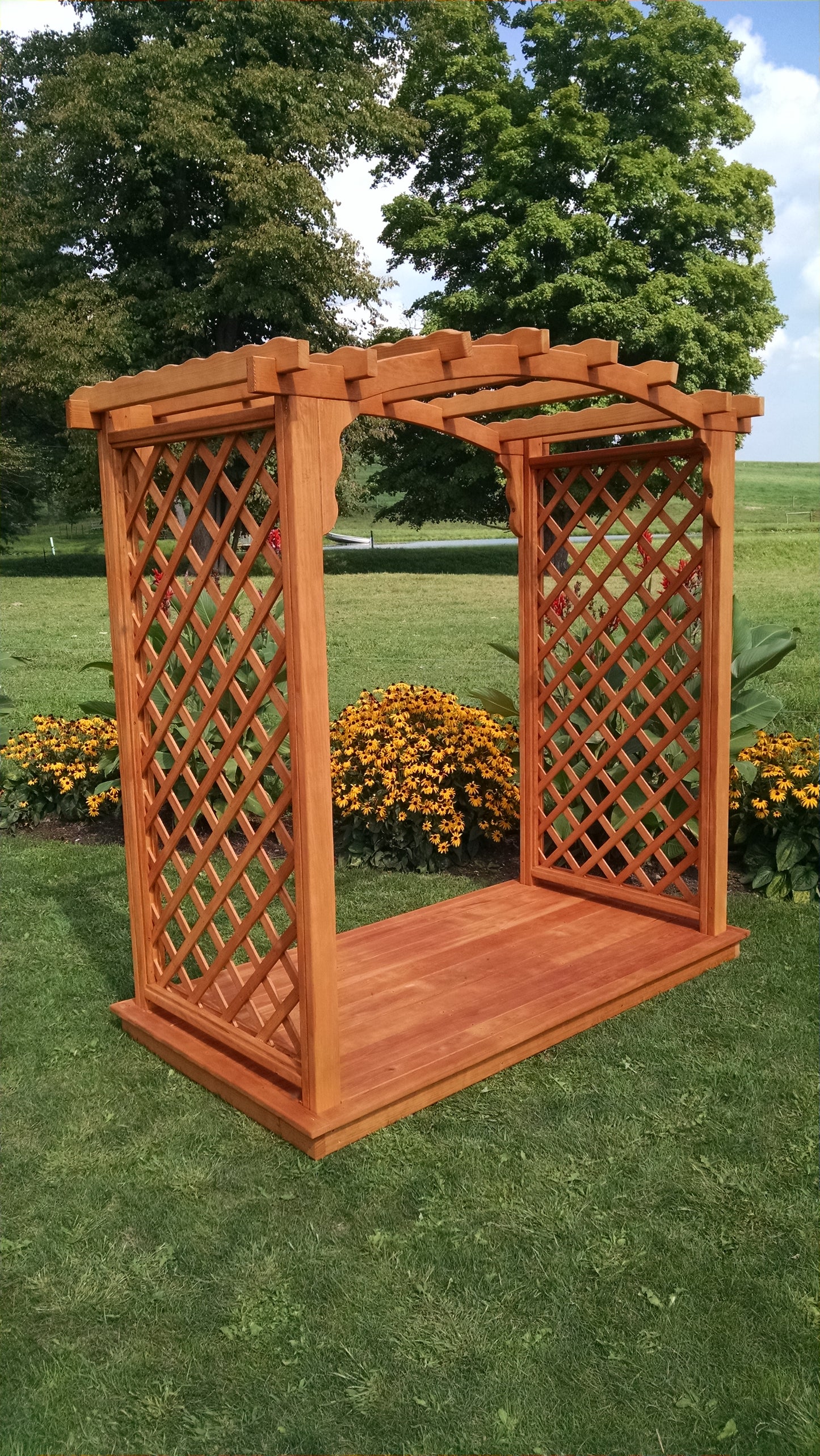 A&L FURNITURE CO. 6' Jamesport Pressure Treated Pine Arbor & Deck - LEAD TIME TO SHIP 10 BUSINESS DAYS