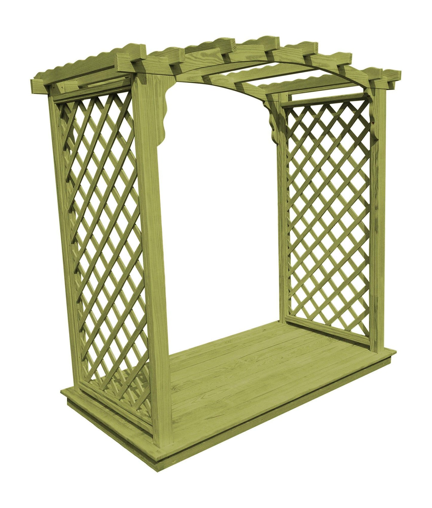 A&L FURNITURE CO. 6' Jamesport Pressure Treated Pine Arbor & Deck - LEAD TIME TO SHIP 10 BUSINESS DAYS