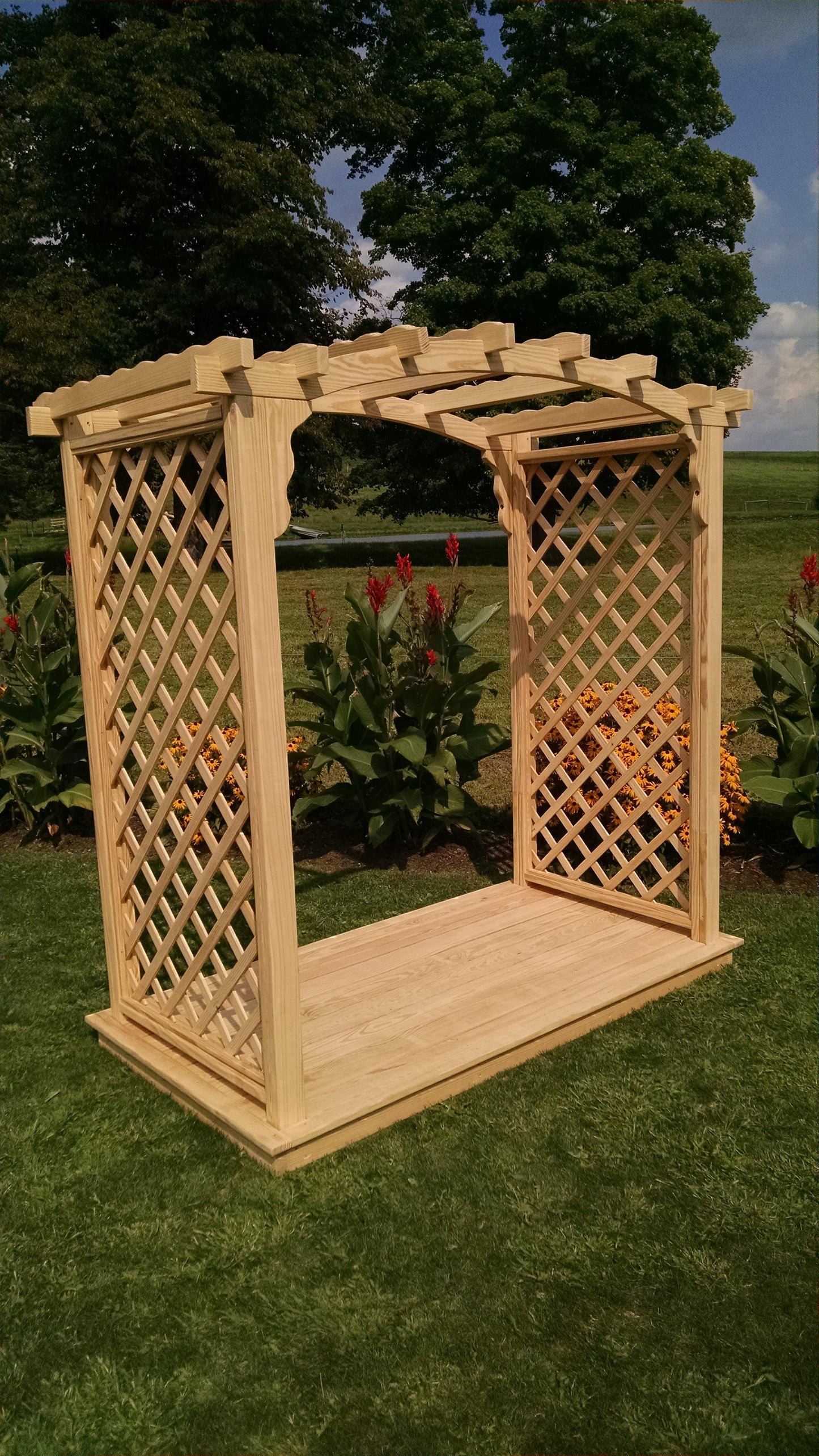 A&L FURNITURE CO. 6' Jamesport Pressure Treated Pine Arbor & Deck - LEAD TIME TO SHIP 10 BUSINESS DAYS