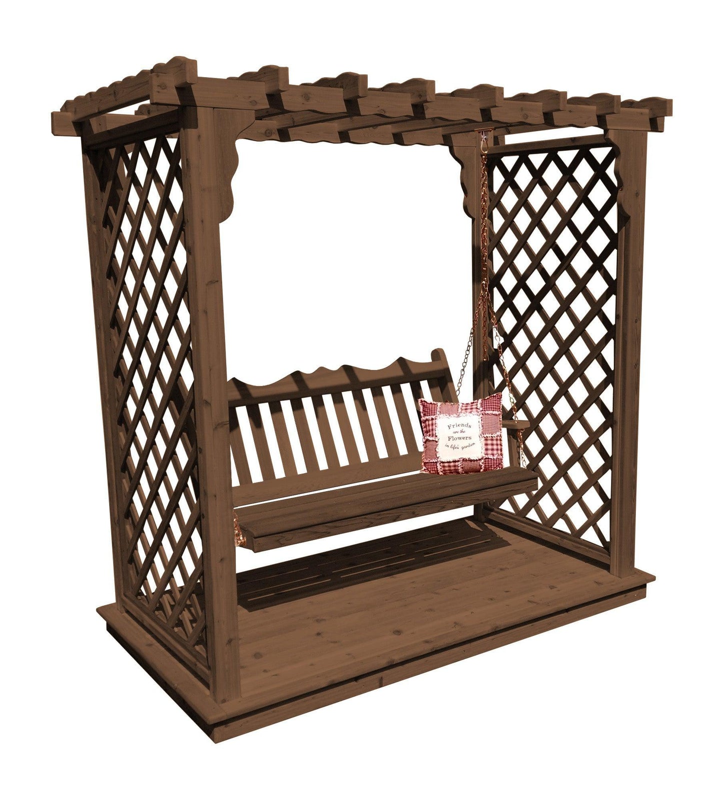 Backyard Crafts Western Red Cedar 6' Covington Arbor w/ Deck & Swing - LEAD TIME TO SHIP 2 WEEKS