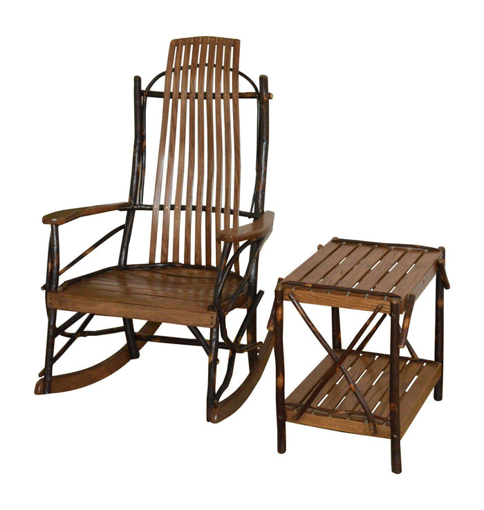 a&l amish bentwood hickory rocker with hickory end table walnut finish set