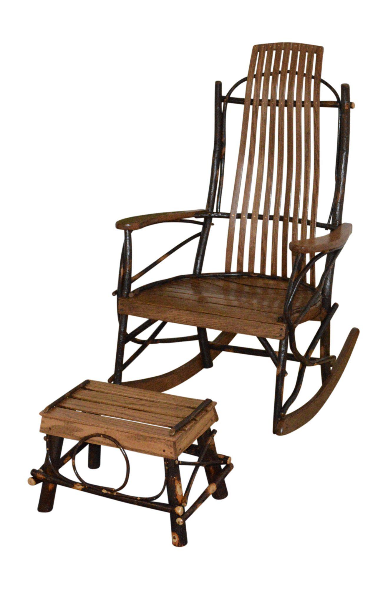 A&L Furniture Co. Amish Bentwood Hickory 9-Slat Rocking Chair with Foot Stool Set - LEAD TIME TO SHIP 4 WEEKS OR LESS