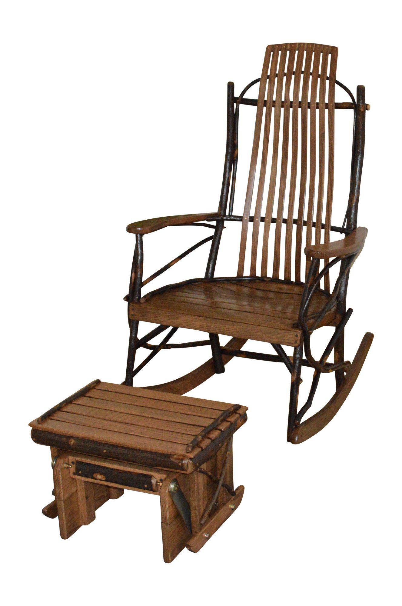 A&L Furniture Co. Amish Bentwood Hickory 9-Slat Rocking Chair with Gliding Ottoman Set - LEAD TIME TO SHIP 10 BUSINESS DAYS