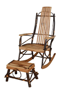 amish rustic hickory rocking chair with foot stool