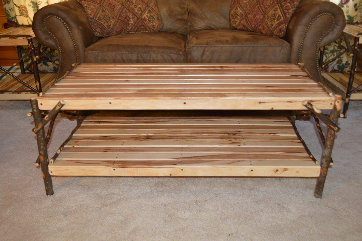 A&L Furniture Co. Amish Hickory Coffee Table with Shelf - LEAD TIME TO SHIP 10 BUSINESS DAYS