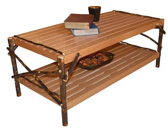 A&L Furniture Co. Amish Hickory Coffee Table with Shelf - LEAD TIME TO SHIP 4 WEEKS OR LESS