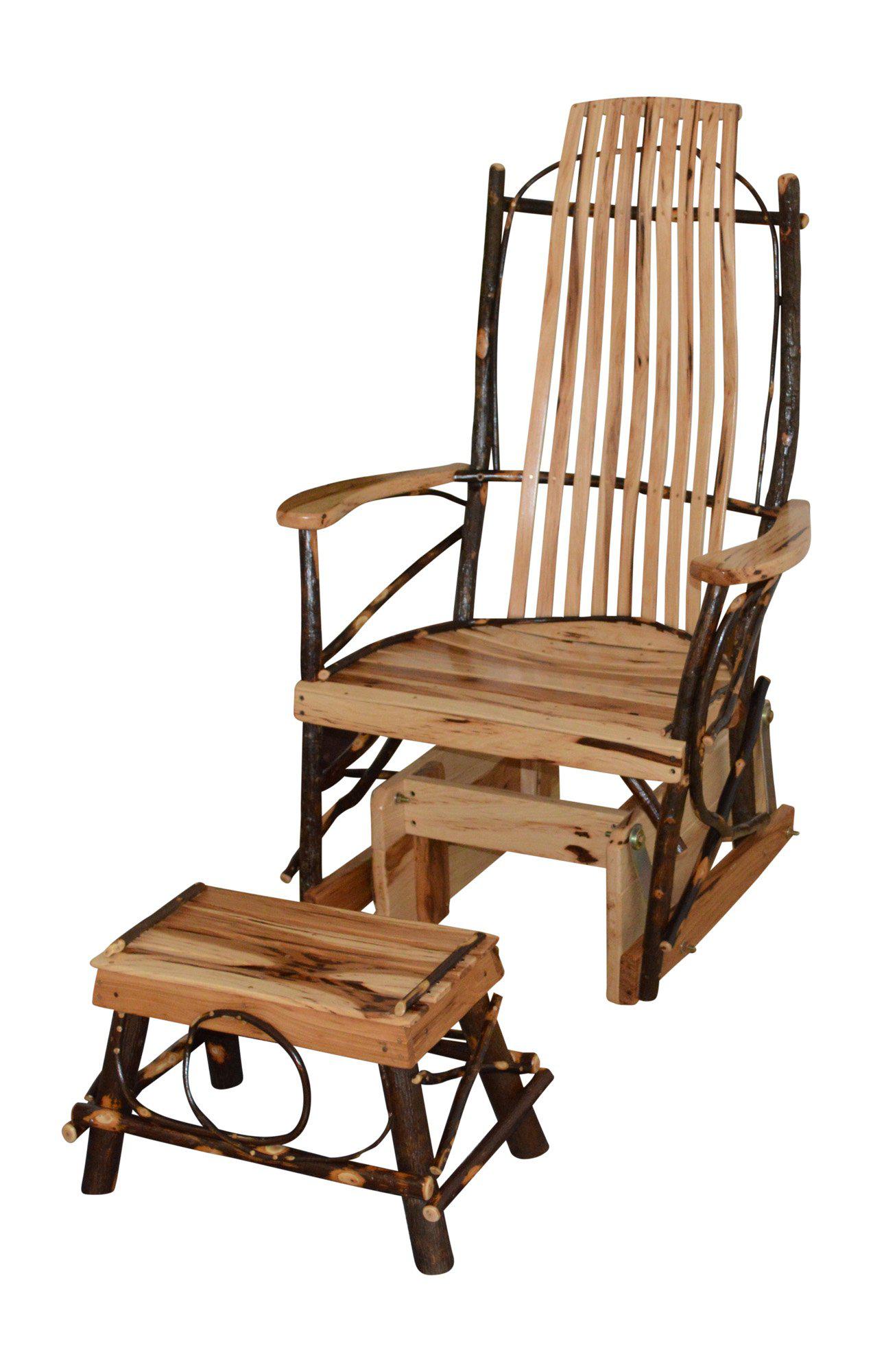 A&L Furniture Co. Amish Bentwood Hickory Glider Rocker with Foot Stool Set - LEAD TIME TO SHIP 4 WEEKS OR LESS