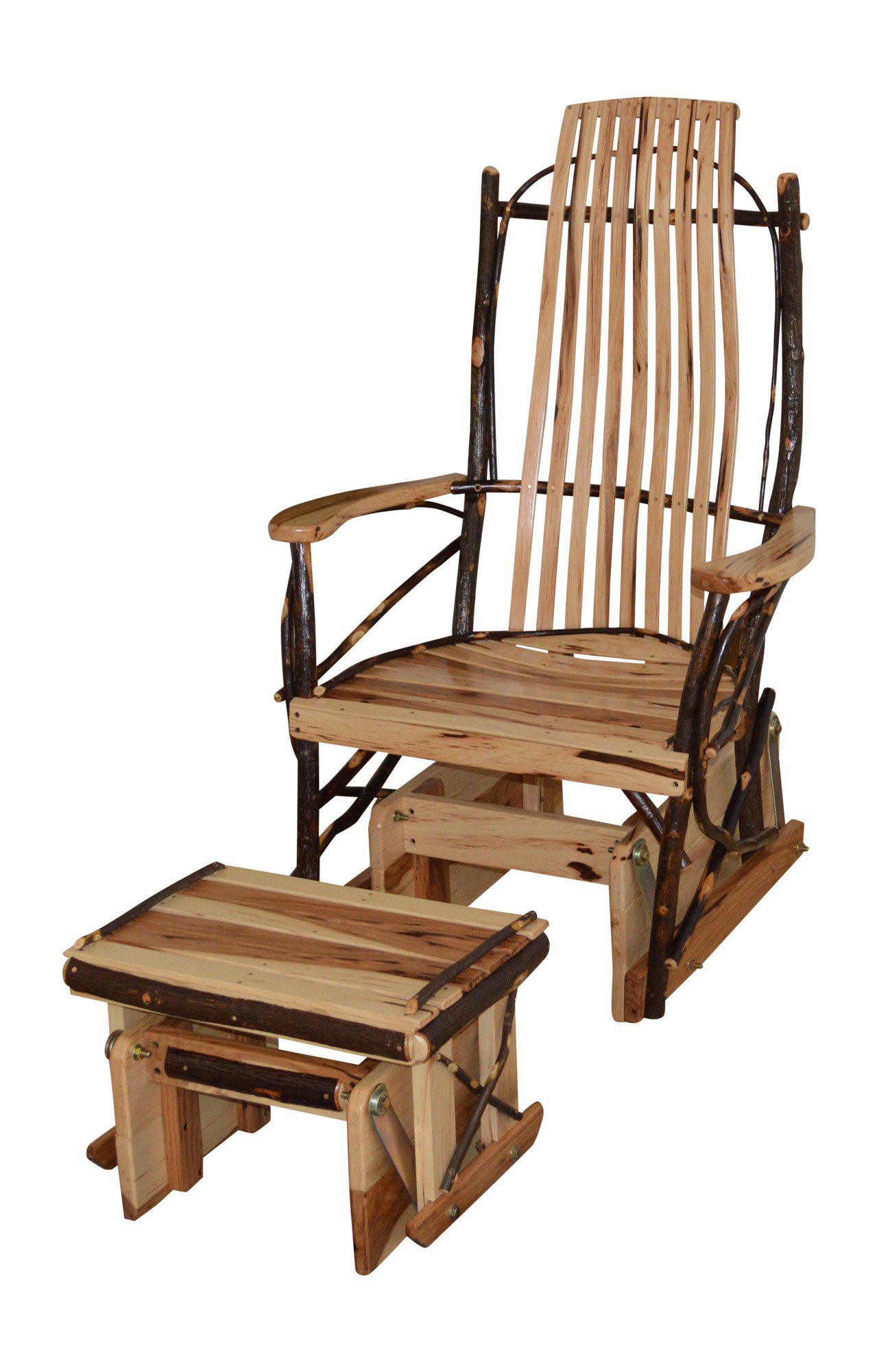 A&L Furniture Co. Amish Bentwood Hickory Glider Rocker with Gliding Ottoman Set - LEAD TIME TO SHIP 10 BUSINESS DAYS