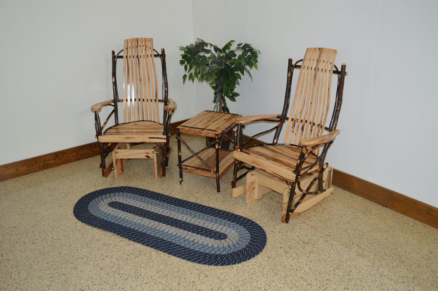 A&L Furniture Co. Amish Bentwood Hickory Glider Rocker 3 Piece Set - LEAD TIME TO SHIP 10 BUSINESS DAYS