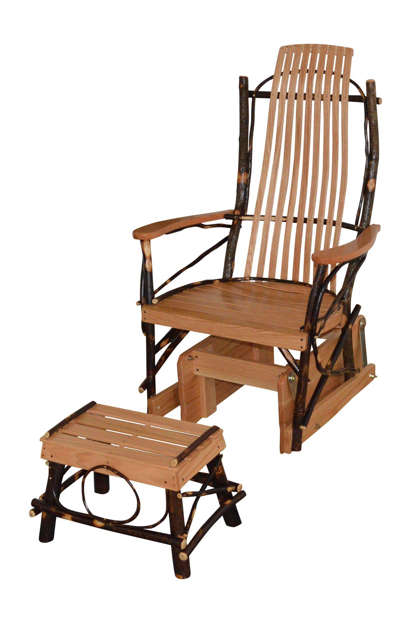 A&L Furniture Co. Amish Bentwood Hickory Glider Rocker with Foot Stool Set - LEAD TIME TO SHIP 4 WEEKS OR LESS