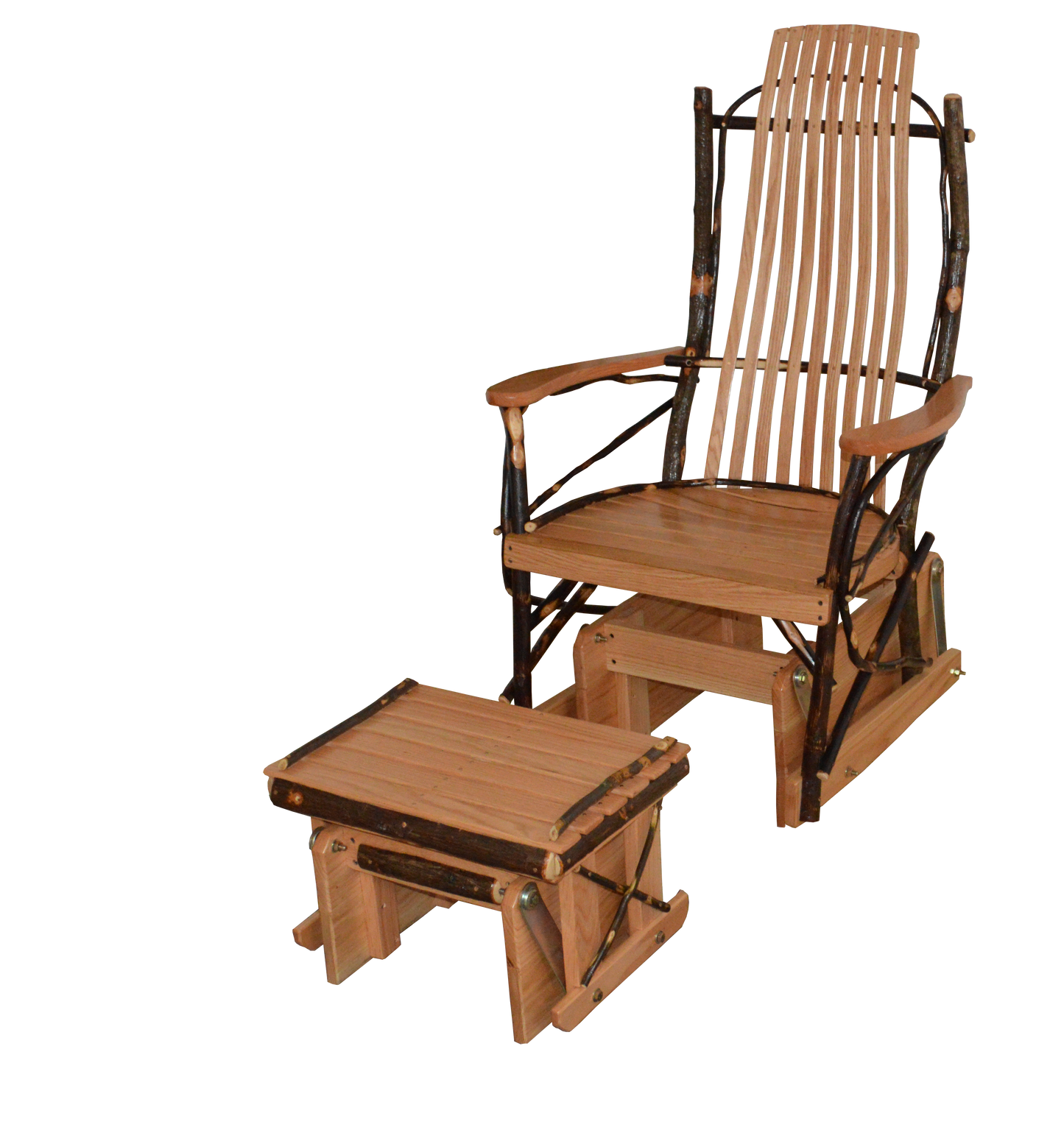 A&L Furniture Co. Amish Bentwood Hickory Glider Rocker with Gliding Ottoman Set - LEAD TIME TO SHIP 4 WEEKS OR LESS
