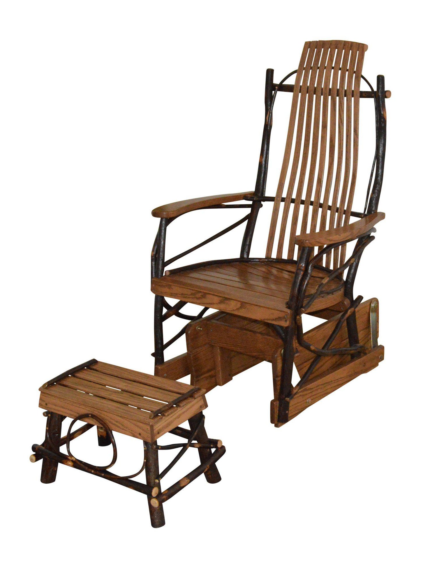 A&L Furniture Co. Amish Bentwood Hickory Glider Rocker with Foot Stool Set - LEAD TIME TO SHIP 10 BUSINESS DAYS