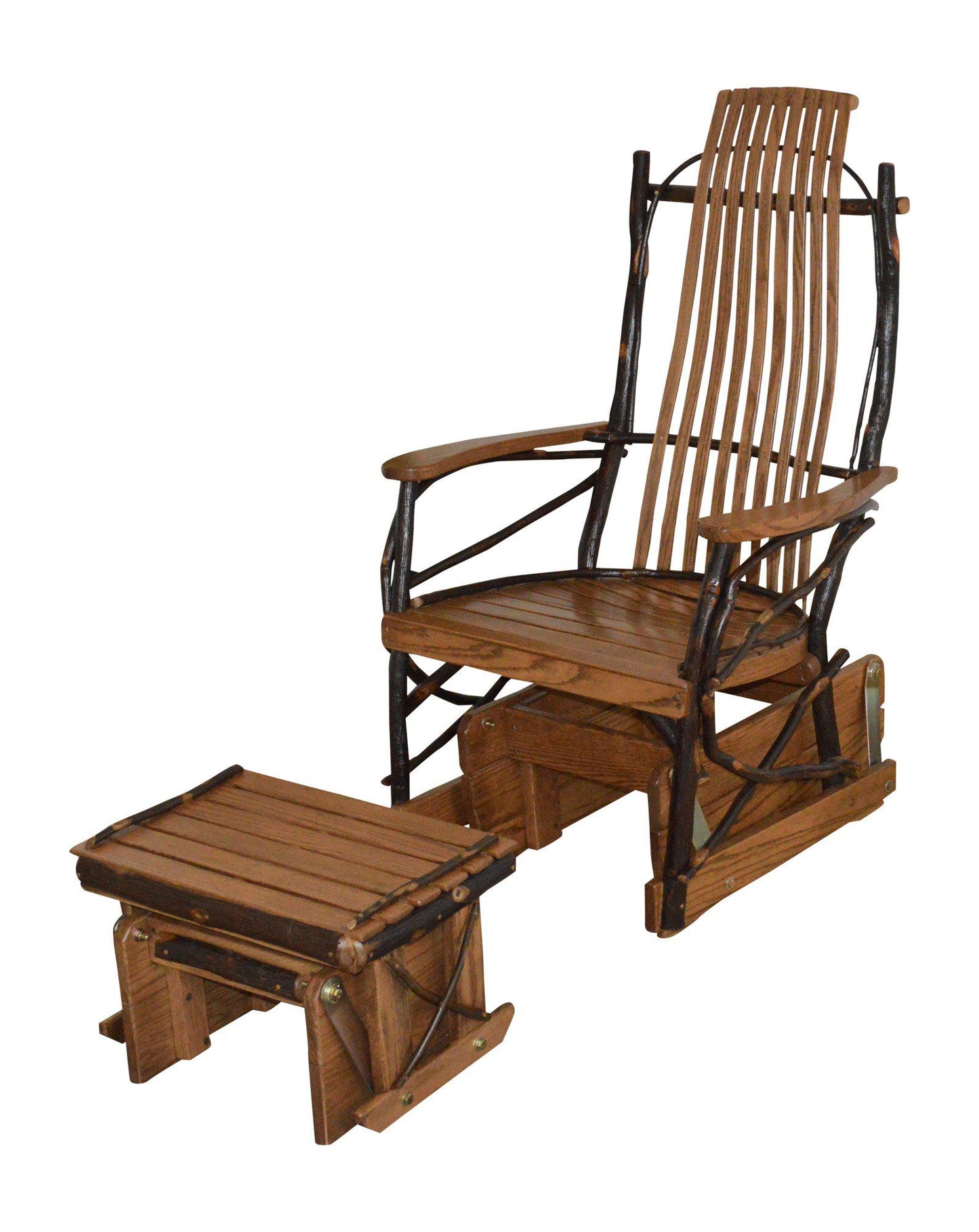 A&L Furniture Co. Amish Bentwood Hickory Glider Rocker with Gliding Ottoman Set - LEAD TIME TO SHIP 10 BUSINESS DAYS