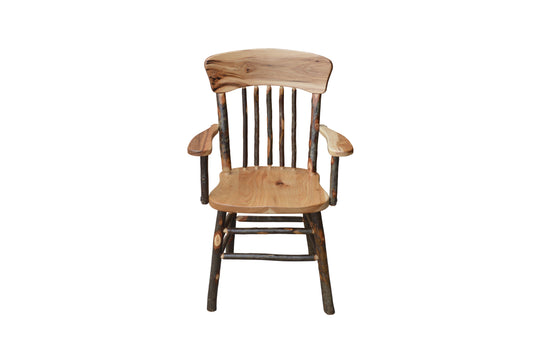 A&L Furniture Co. Amish Hickory Panel Back Dining Chair With Arms - LEAD TIME TO SHIP 10 BUSINESS DAYS