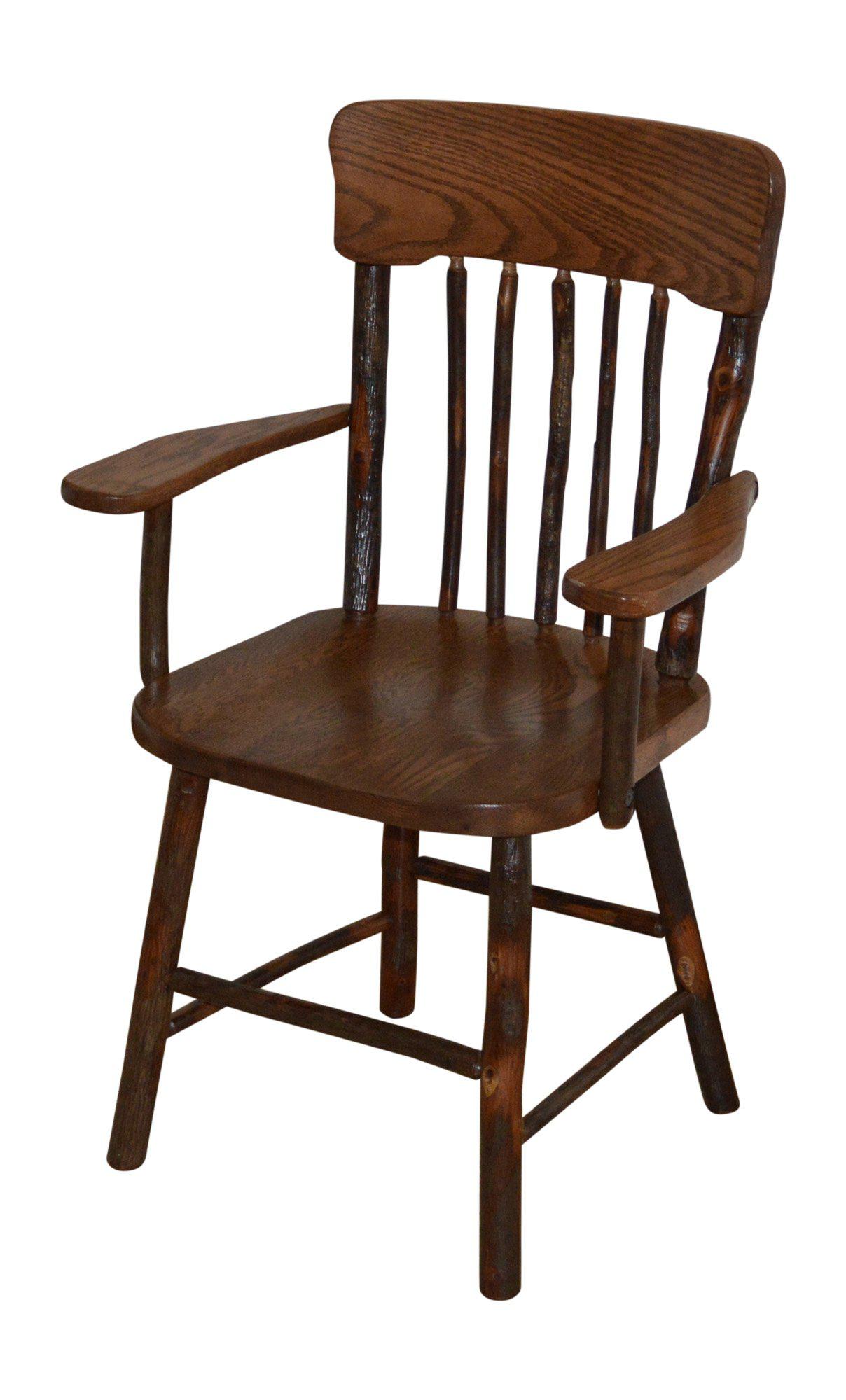 A&L Furniture Co. Amish Hickory Panel Back Dining Chair With Arms - LEAD TIME TO SHIP 10 BUSINESS DAYS