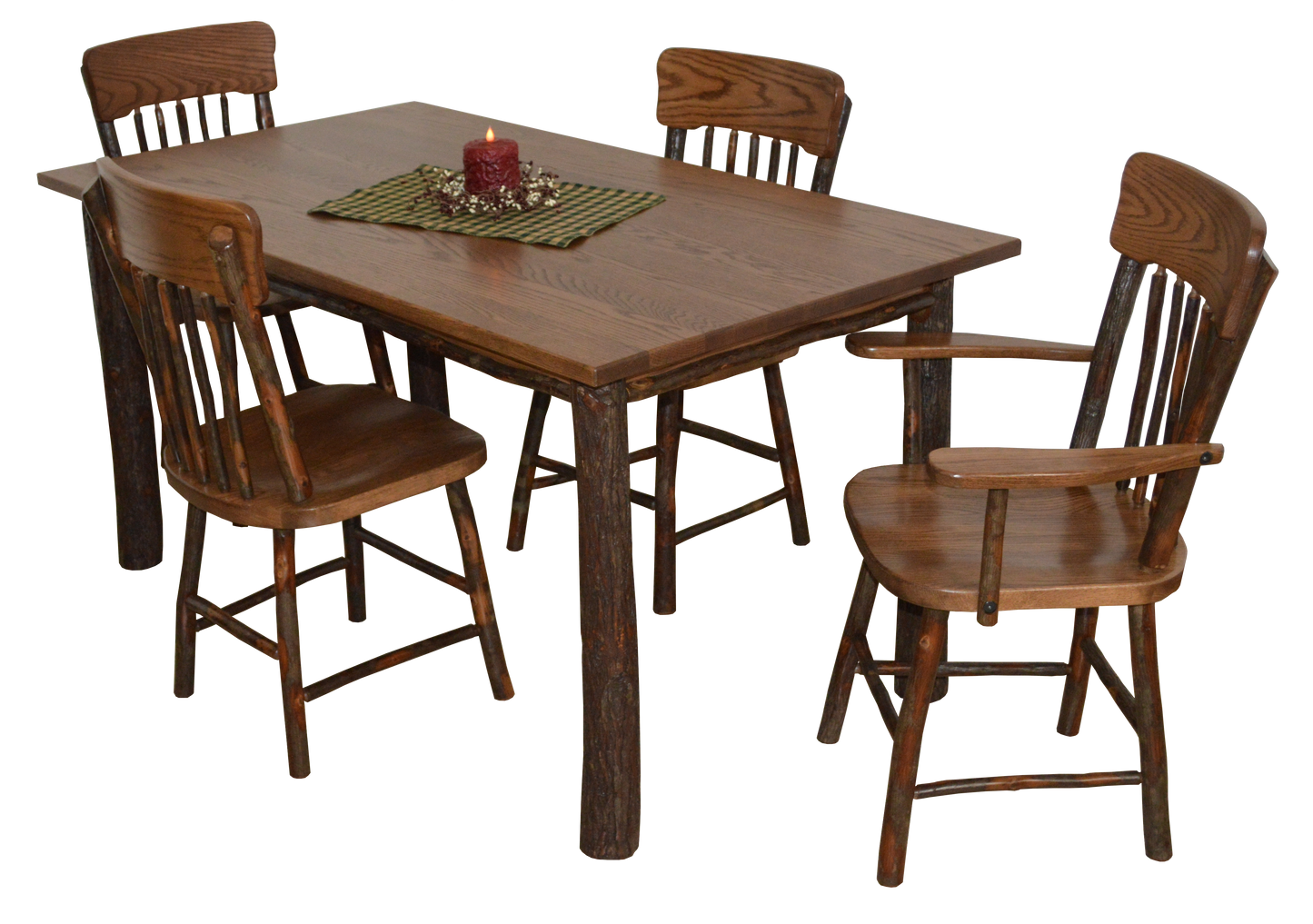A&L Furniture Co. Hickory 5 Piece Farm Table Dining Set with 2 Side Chairs and 2 Arm Chairs - LEAD TIME TO SHIP 10 BUSINESS DAYS