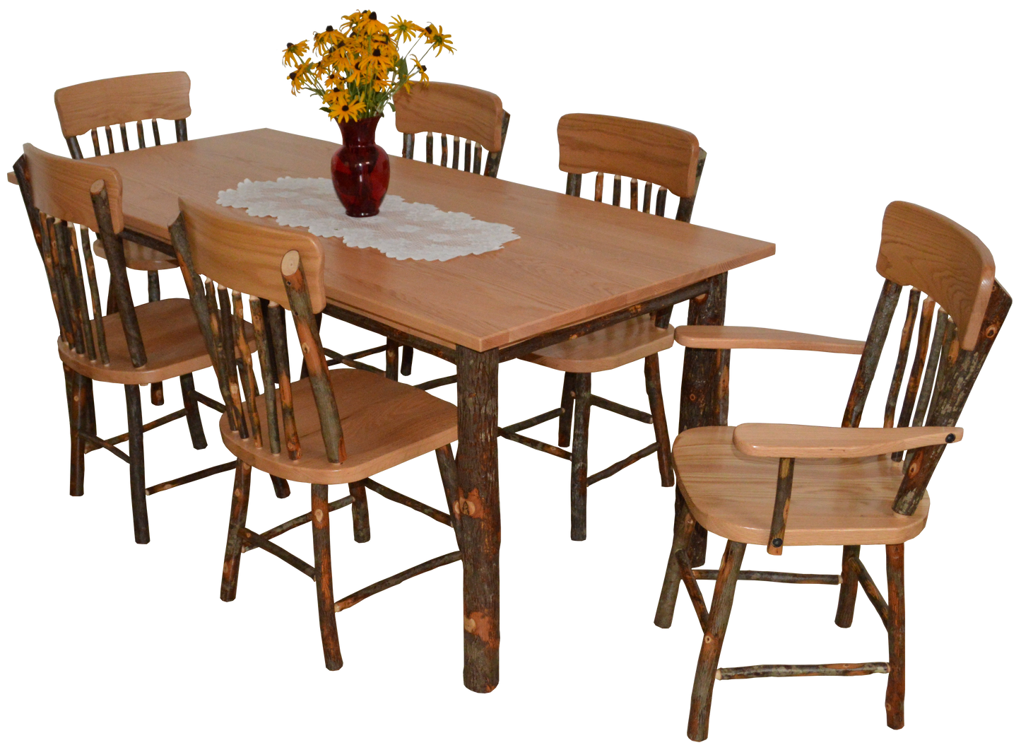 A&L Furniture Co. Amish Hickory Panel Back Dining Chair With Arms - LEAD TIME TO SHIP 10 BUSINESS DAYS