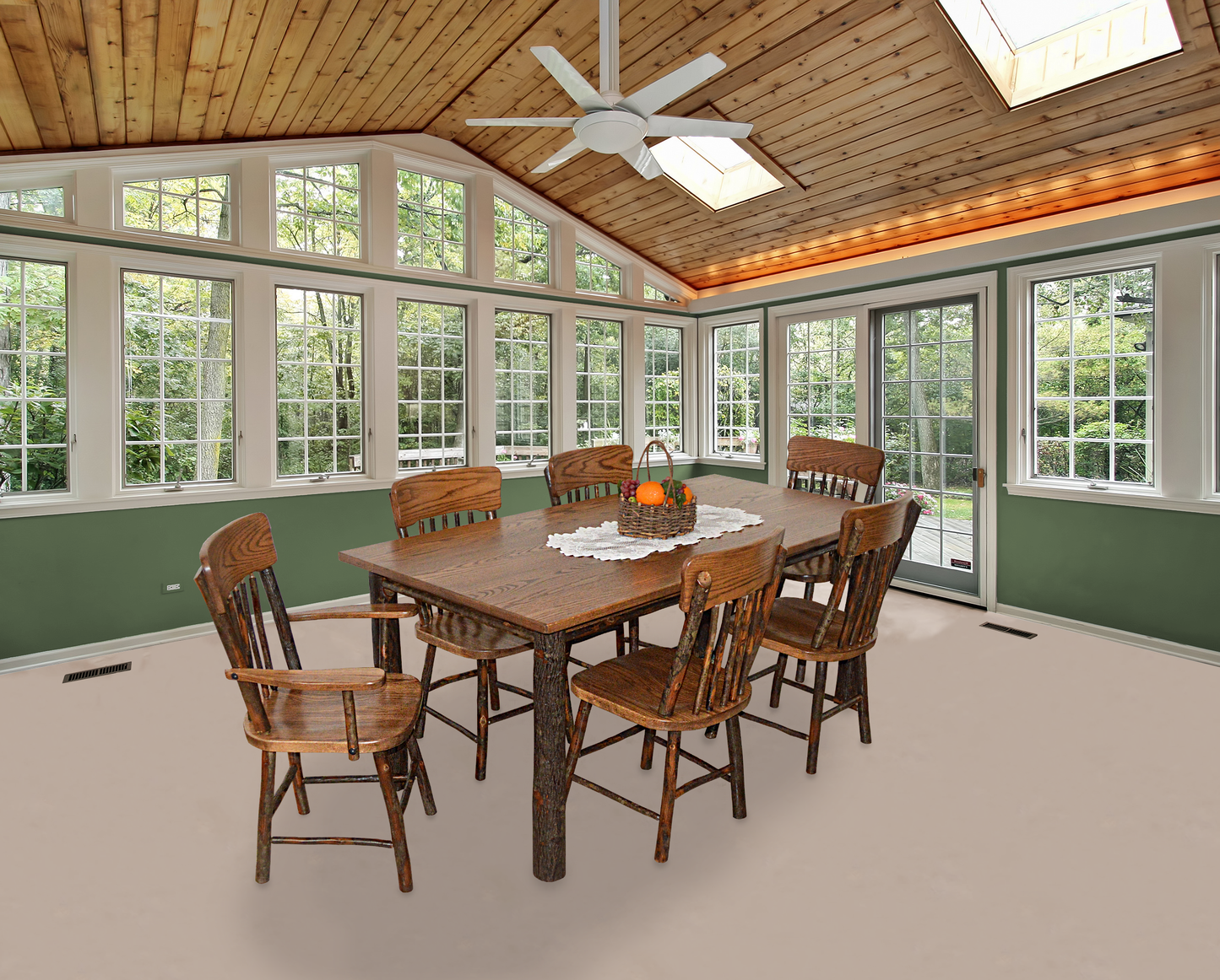 A&L Furniture Co. Hickory 7 Piece Farm Table Dining Set w/ 2 arm Chairs and 4 Dining Chairs - LEAD TIME TO SHIP 10 BUSINESS DAYS