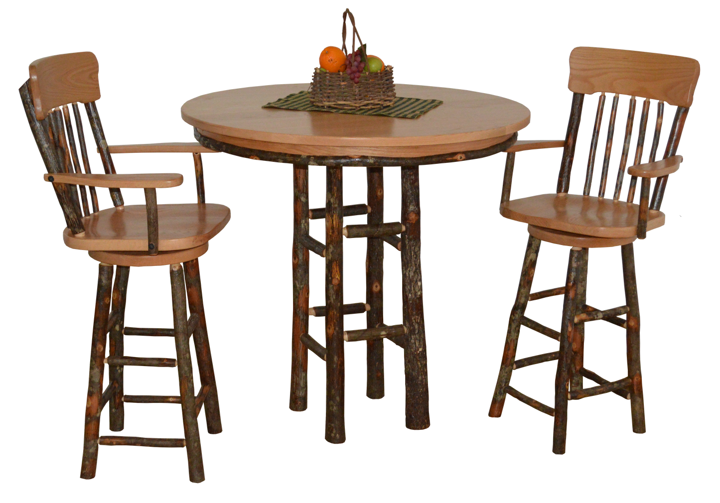 A&L Furniture Co. Hickory 3 Piece Bar table with Hickory Panel Back Swivel Barchairs - LEAD TIME TO SHIP 4 WEEKS OR LESS