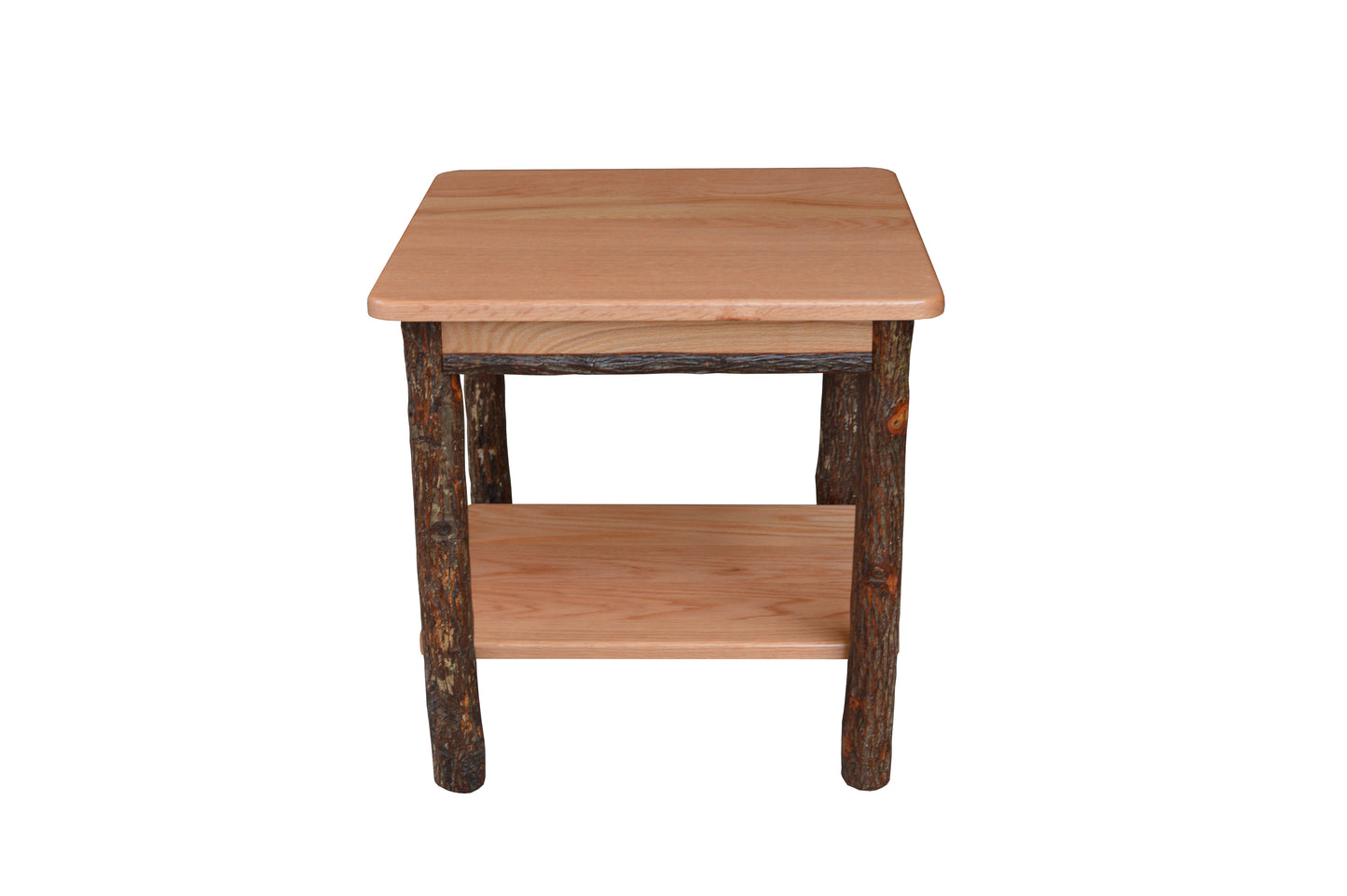 A&L Furniture Co. Hickory Solid Wood End Table with Shelf - LEAD TIME TO SHIP 10 BUSINESS DAYS