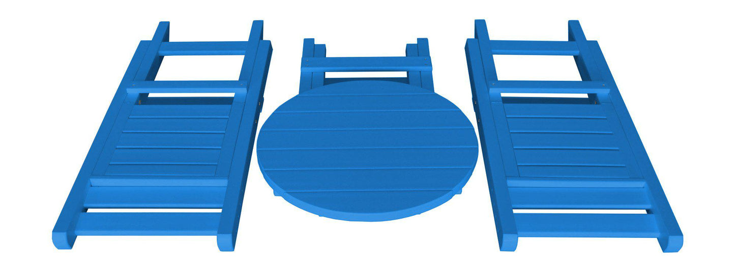A&L Furniture Co. Recycled Plastic Amish Coronado Round Folding Bistro Set - Blue