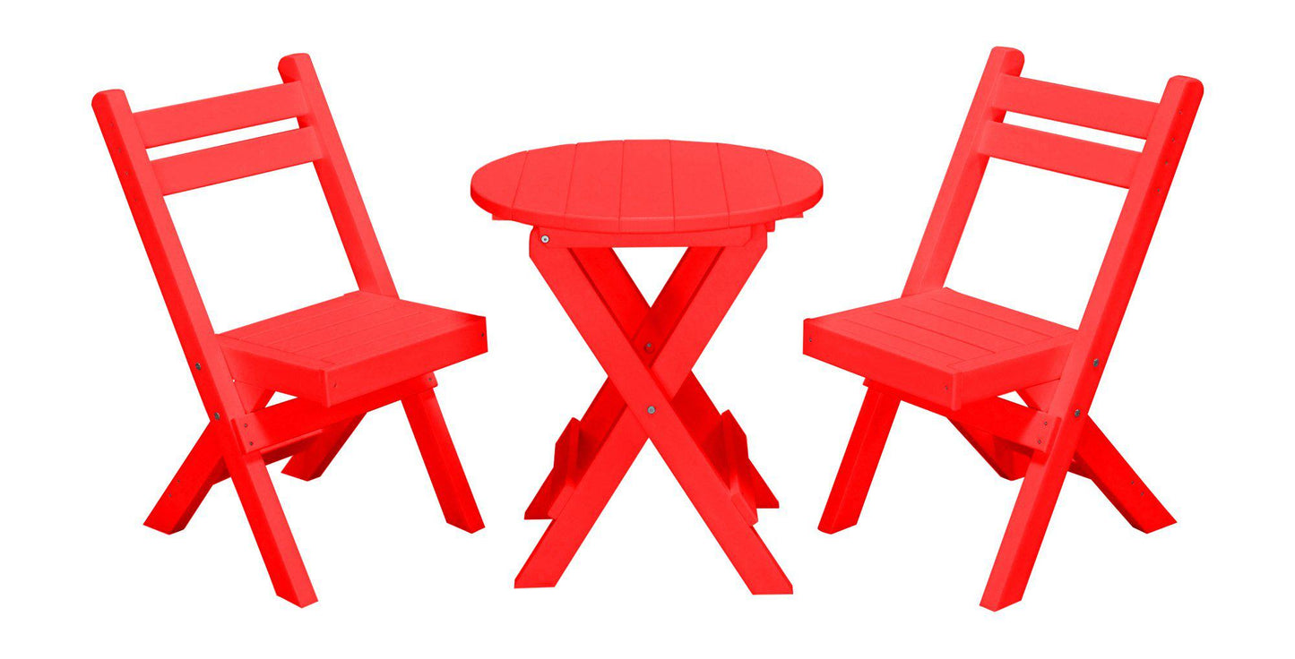 A&L Furniture Co. Recycled Plastic Amish Coronado Round Folding Bistro Set - Bright Red