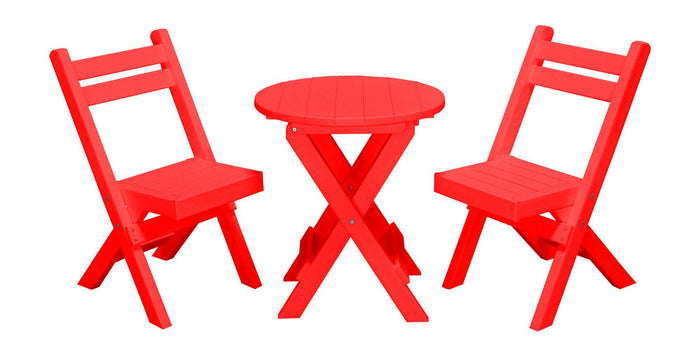 A&L Furniture Co. Recycled Plastic Amish Coronado Round Folding Bistro Set - Bright Red
