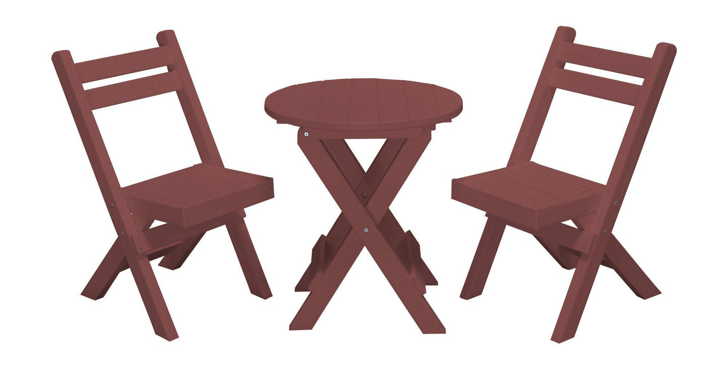 A&L Furniture Co. Recycled Plastic Amish Coronado Round Folding Bistro Set - Cherrywood