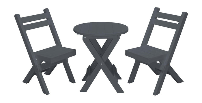 A&L Furniture Co. Recycled Plastic Amish Coronado Round Folding Bistro Set - Dark Gray